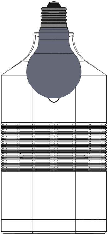 (白熱電球とのサイズ比較)